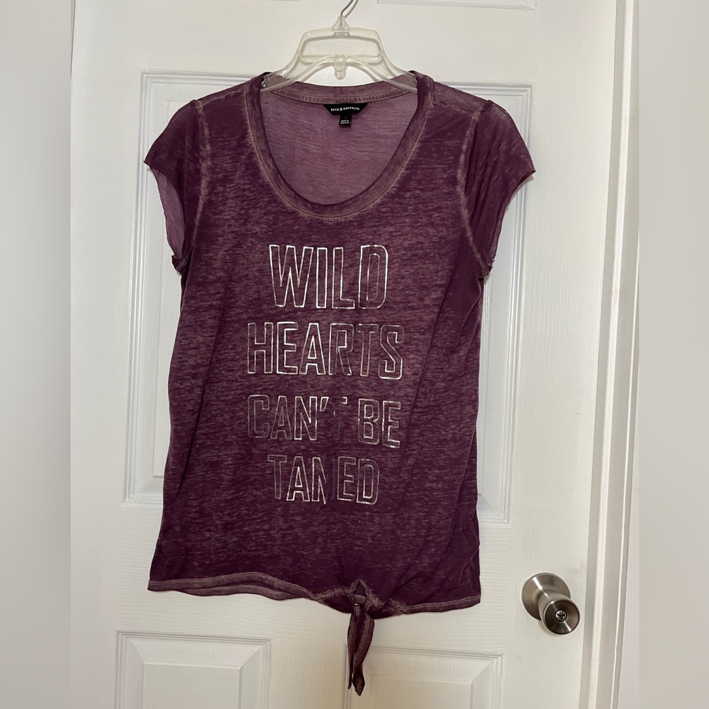 Rock & Republic Burnout Wild Hearts Can’t Be Tamed Tee - Purple